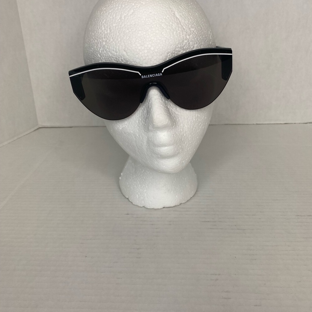 BALENCIAGA Black Shield Sunglasses Unisex. Semi-Rimless, BB0004S.  NEW